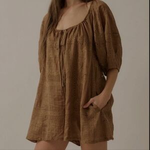 PromesaSo Pure Eyelet Lace Puff-Sleeve Babydoll Romper